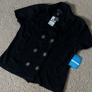 Cable & Gauge Black Double-Breasted Top